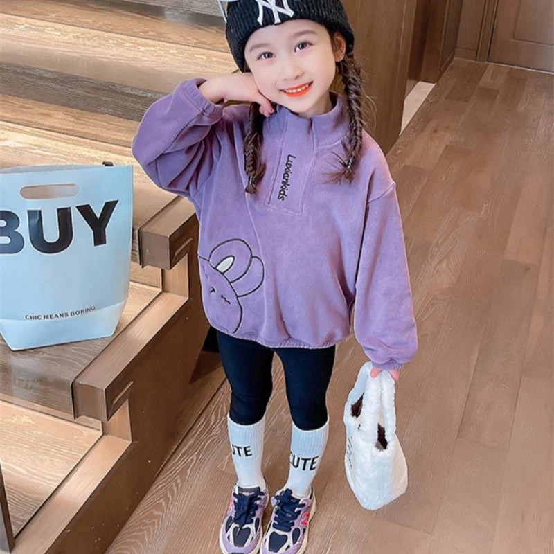 

Girls Hoodies Sweatshirts Cotton Tops Overcoat 2023 Fleece Spring Autumn Windproof Kids High Quality Teenagers Children's Clothi