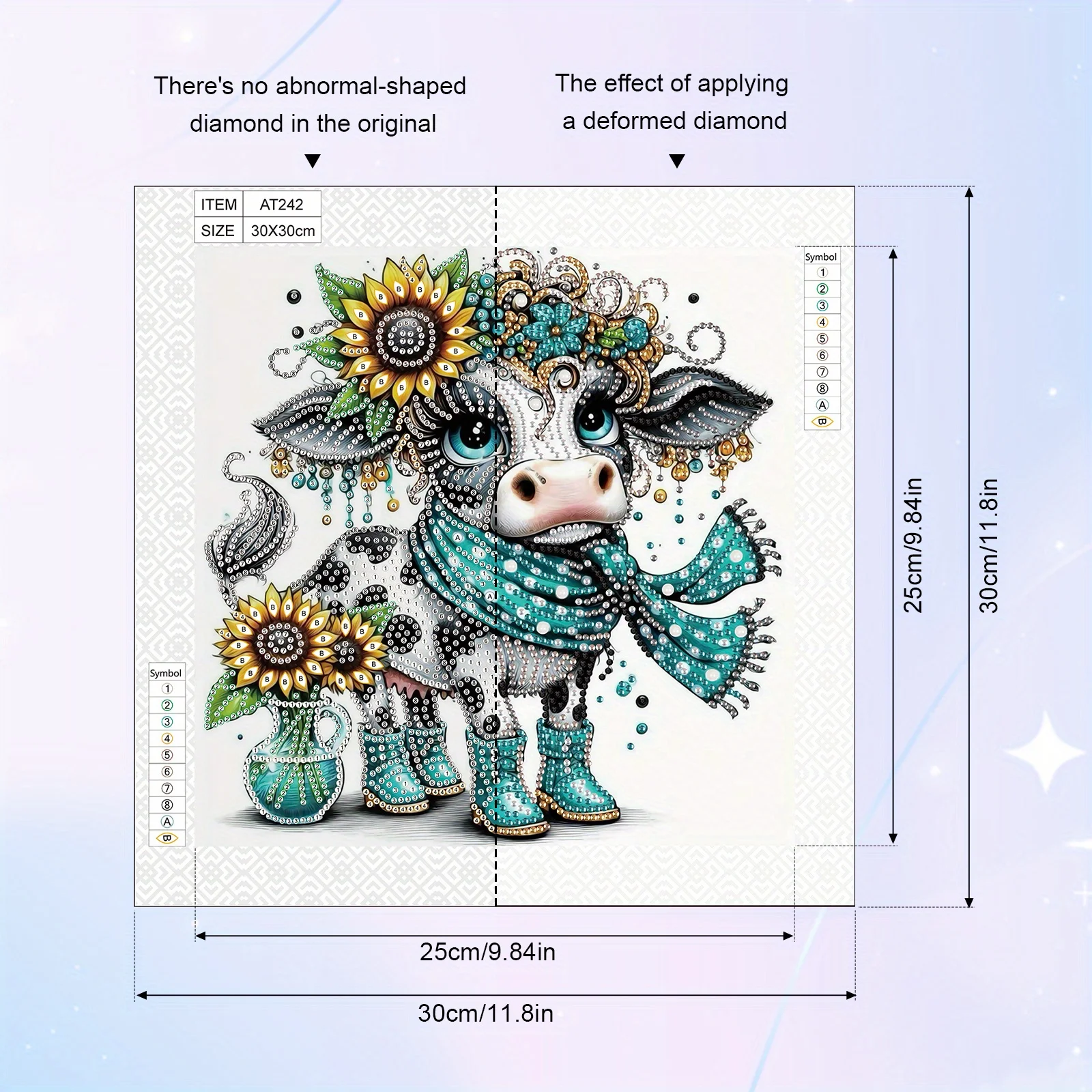 DIY Cattle and flowers 5D Special Shape Diamond Art Kits for Beginners,Diamond Art Painting Kits for Home Wall Decoration Gift