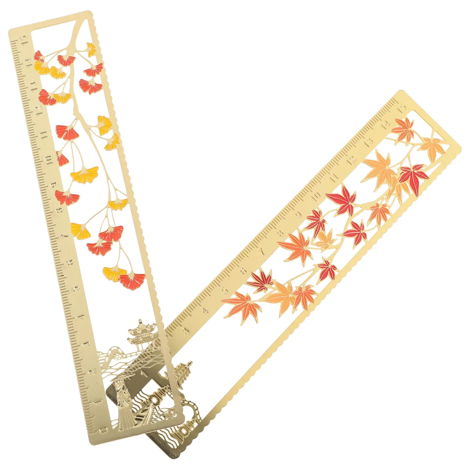 

2pcs Chinese Style Metal Bookmark Ruler Decorative Book Marker For Reading Gifts Teachers Day Thanksgiving Classroom Page
