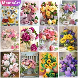 MomoArt DIY Diamond Painting Rose Flower Cross Stitch Sunflower Mosaic Peony New 2024 Embroidery Daisy Home Decoration