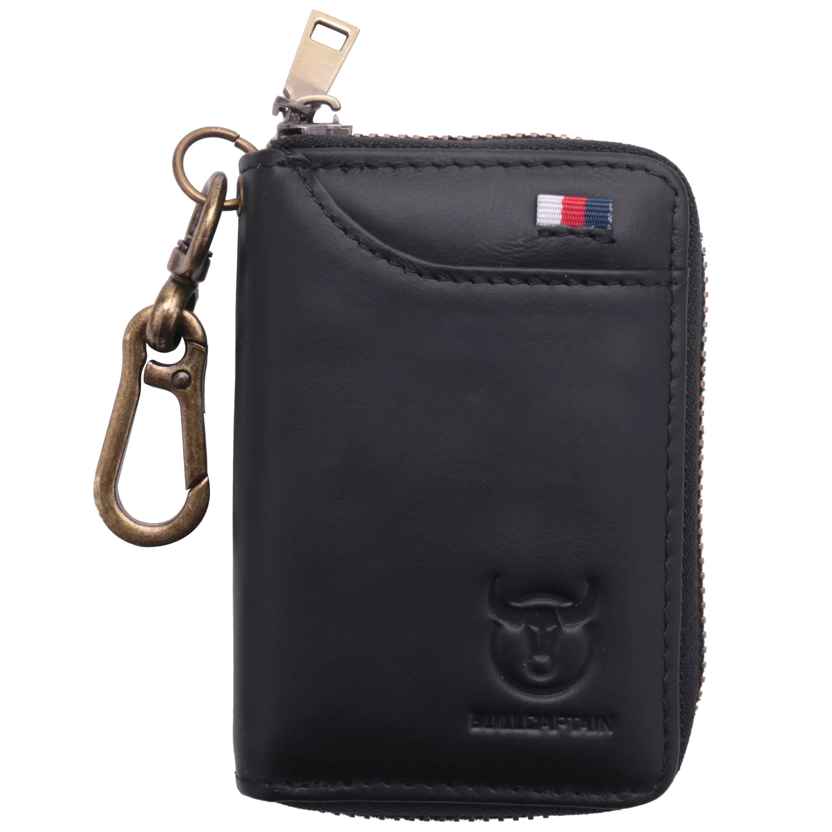 ABMO  Leather Men&Women Key Wallet Unisex Rfid Blocking Business Key Case Fashion Card Holder Coin Purse Key Case Black
