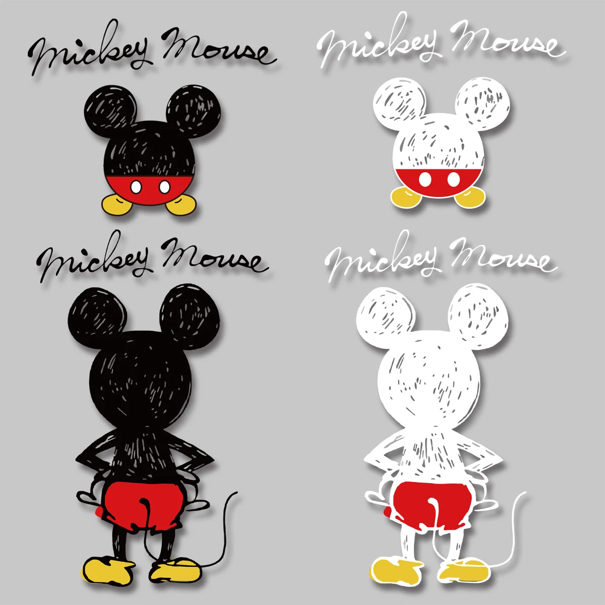 

black and white Mickey oversized front and back sticker print On Clothes Applique Decor Clothing thermoadhesive patches