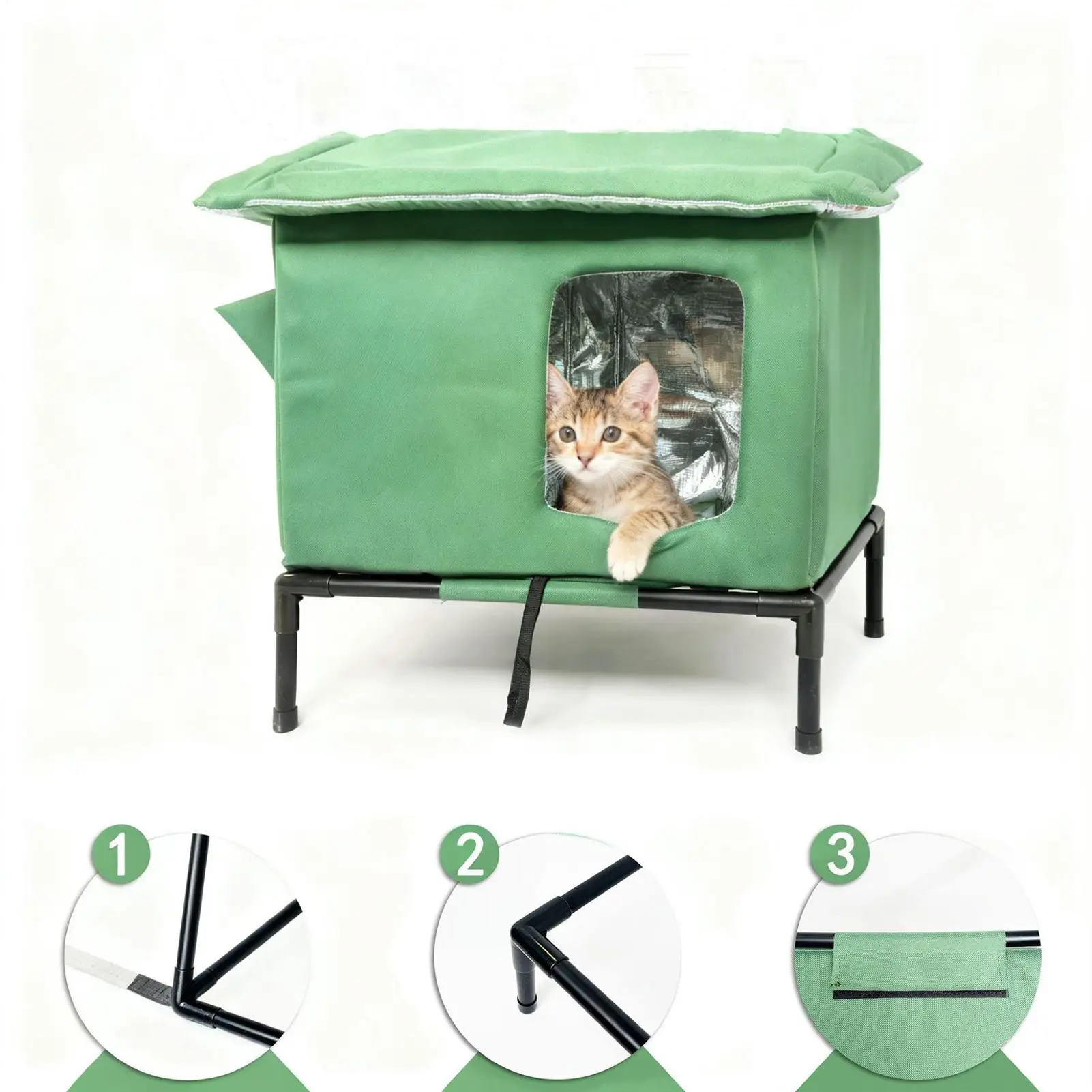 

Изолированный кошачий домик, теплый кошачий домик, зимний термоукрытие для домашних животных для сада, патио, альпинизма, кемпинга, пляжа, балкона, на открытом воздухе