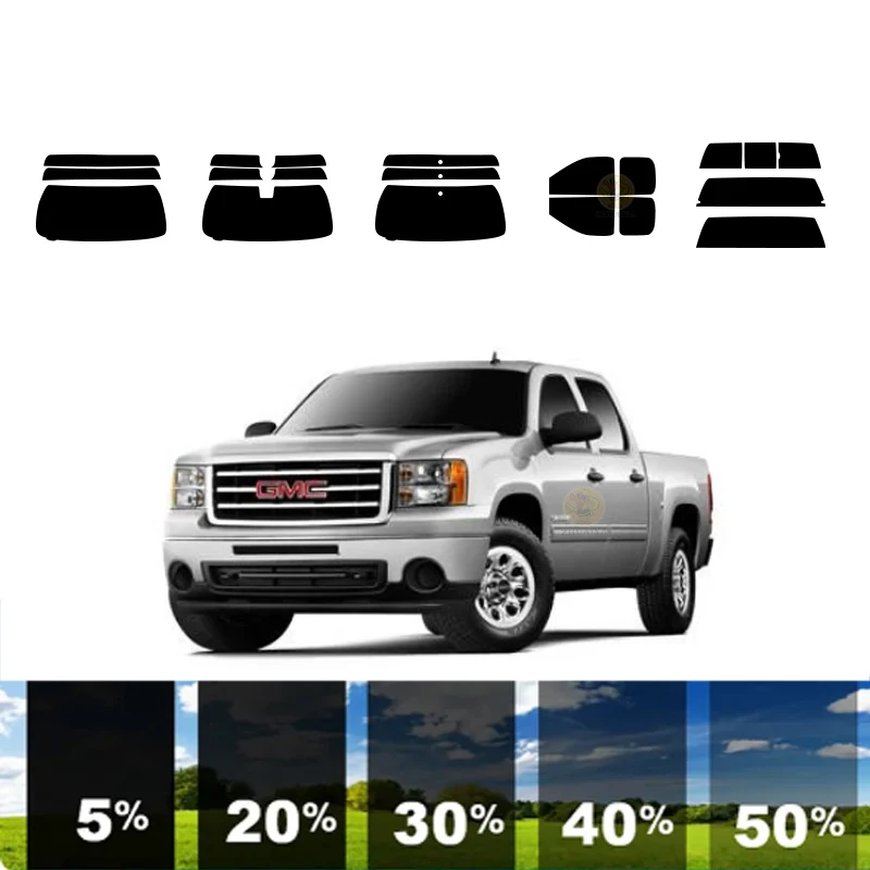 precut Removable Window Tint Film For Car 100% UVR 5%-35%VLT Heat Insulation Carbon ﻿For GMC SIERRA 1500 2 DR PICKUP 2007-2013