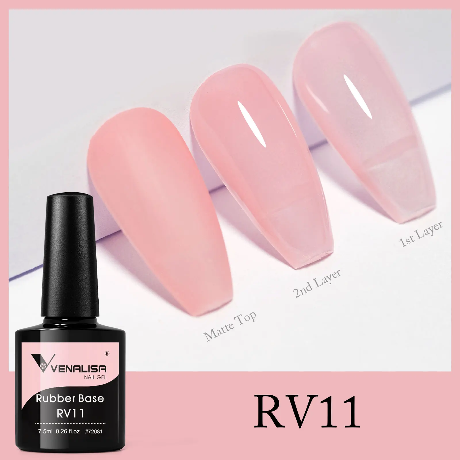 VENALISA Gummi-Basismantel, Farbe: Baby Boomer-Abdeckung, Nude French Nail Camouflage, Soak Off UV-LED-Gelee, durchscheinend, semi-permanent