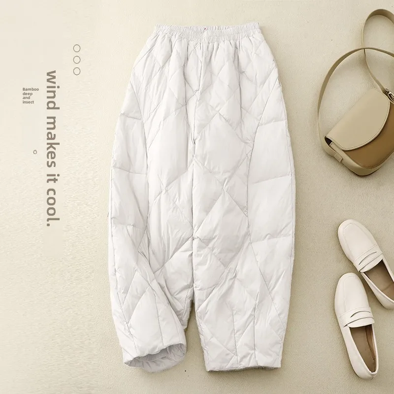 High-End Donzen Katoenen Broek Losse Casual Achttien Laarzen Broek Veelzijdige Hoge Taille Verdikte Winter Faion Damesbroek