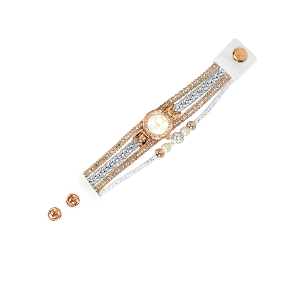

Women Watch Quartz Wrist Rhinestone Stretchy Band White Decorative Gift Precise Timekeeping Durable Safe Unique Design Matches
