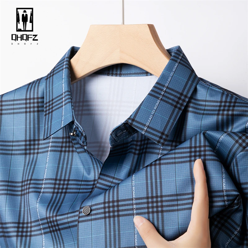 2024 Summer New Men's Business Casual Printed Short Sleeved Shirt Fashion Comfortable Wrinkle Resistant Top