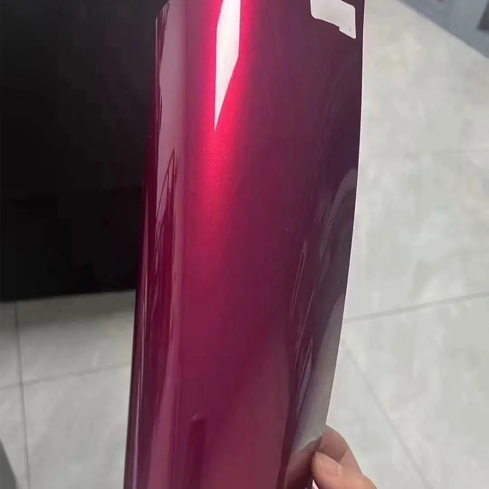 50cm*300cm Highest Quality PET Flexible Rose red vinyl car wrap Film with import glue  Like 3M Quality Waterproof Foil Sticker