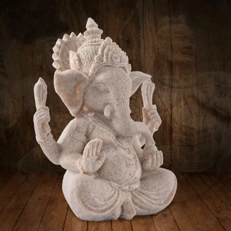 Feng Shui Resin Crafts India Elephant Head Buddha Statue Home Decoration 13.5cm
