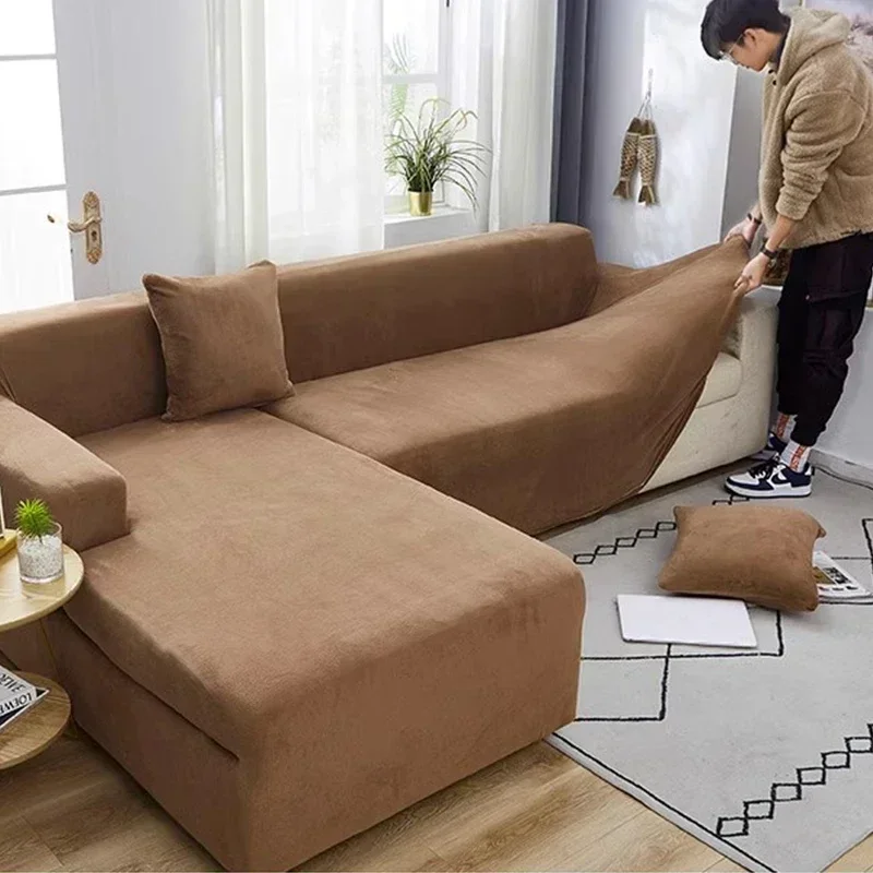 

1/2/3/4 Seater Super Soft Velvet Sofa Cover Stretch All-inclusive Sofa Slipcovers L Shape Couch Armchair Covers for Living Room