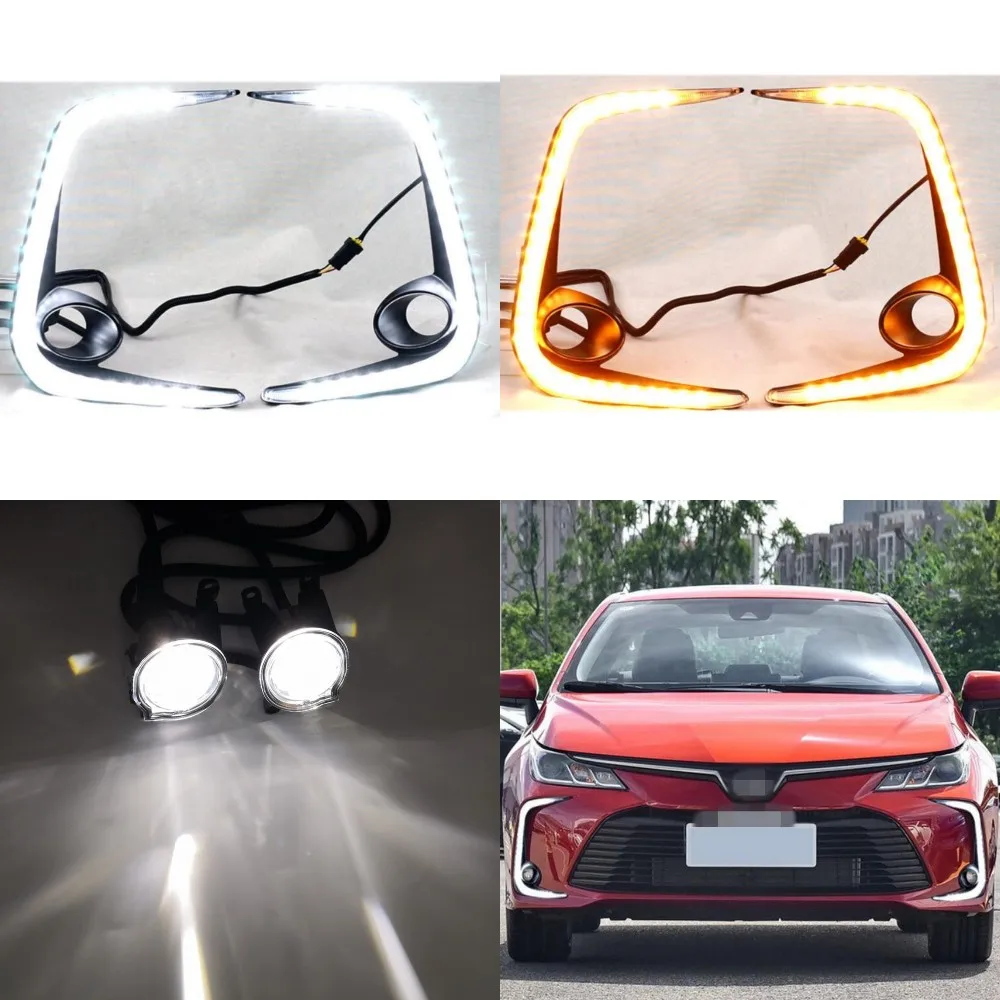 

Дневные ходовые огни July King 6000K LED + желтые указатели поворота + противотуманные фары 6000K в сборе для Toyota Corolla 2019-2020