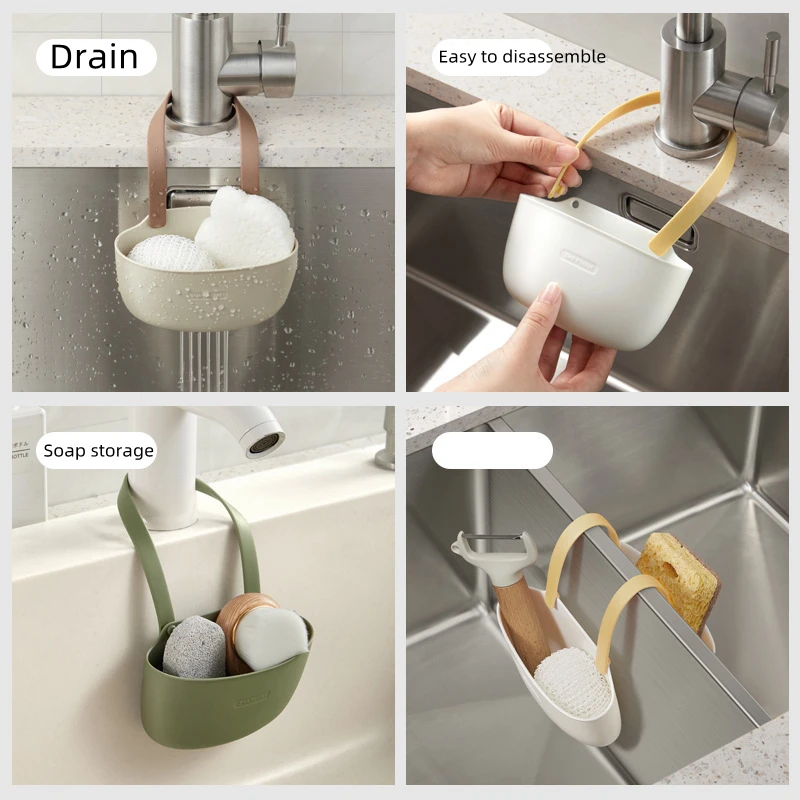 Kitchen Sink Sponges Holder For Bathroom Soap Dish Drain Water Basket Drying Rack Accessories Storage Organizer