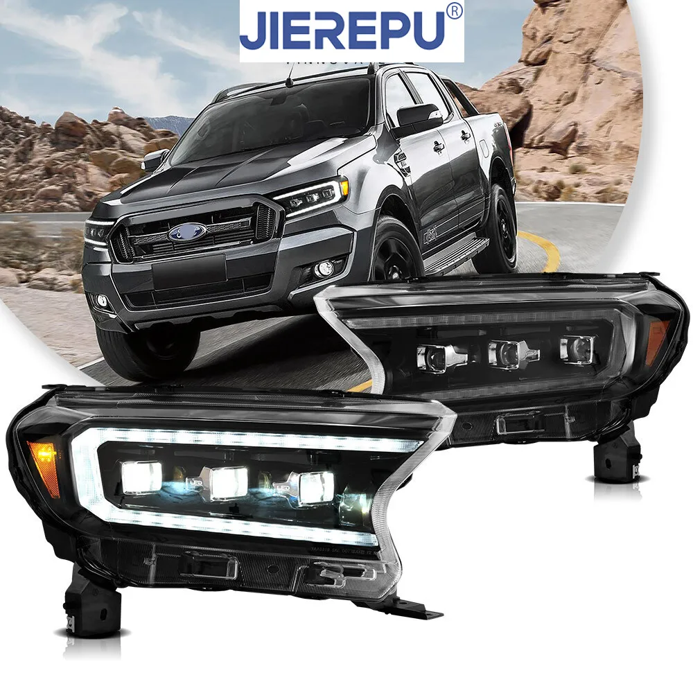 

1Pair Turn Signal Amber FULL LED Headlights For 2015-2020 Ford Ranger LED DRL W/ Sequential