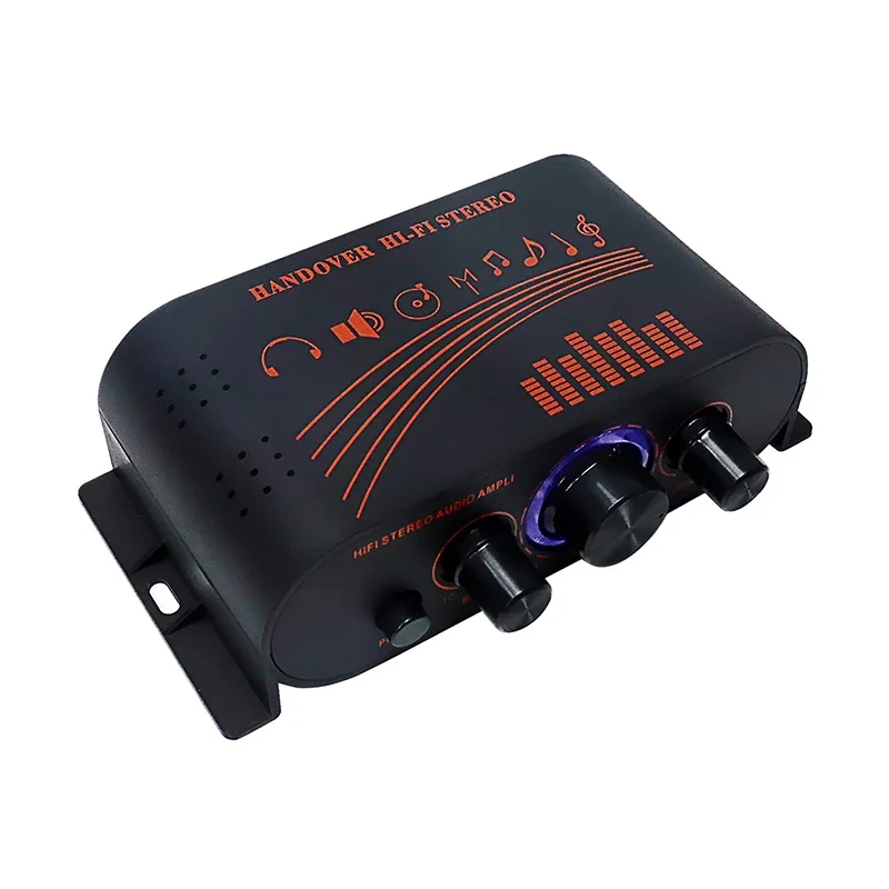 

AK170 Mini Audio Amplifier RCA Input HIFI Stereo Audio Amplifier 20W*2 Speaker Amp Dual Channel with LED Light Ring Car Home Use