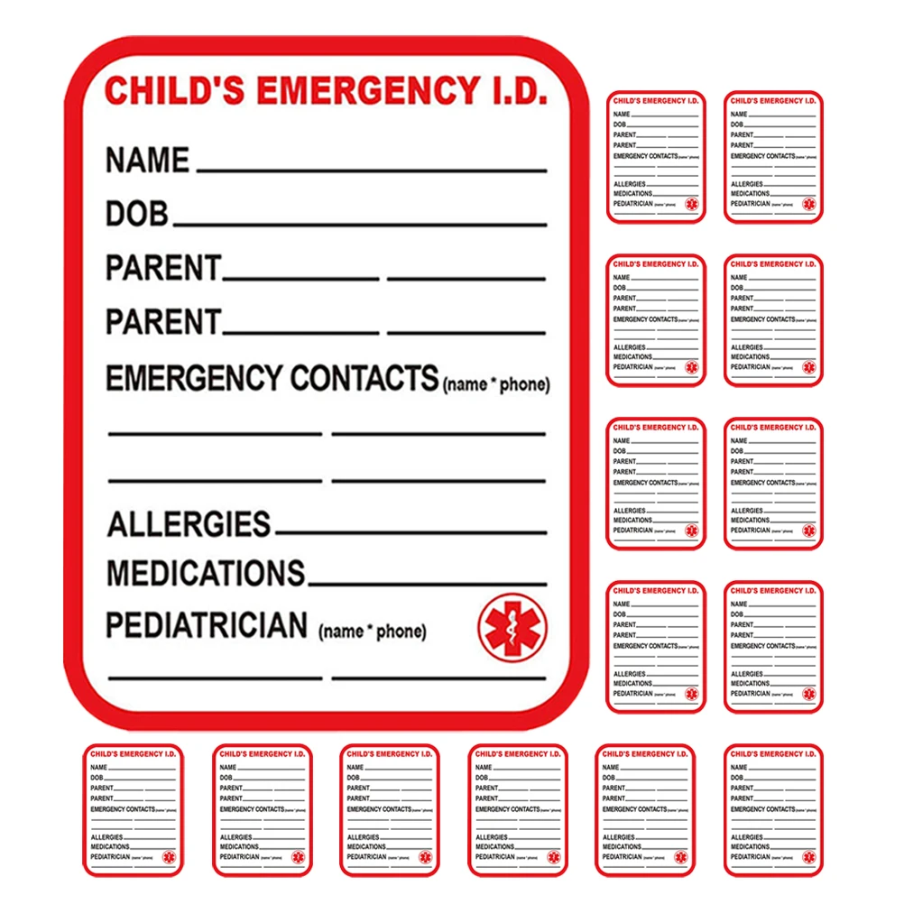 

15pcs Seat Labels Carseat Emergency Info Sticker Bright Red Waterproof Medical Tags Car Safety Stickers Folder Labels
