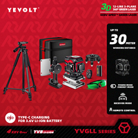 YEVOLT YVGLL4XS12T 12-Line TriPlane Laser Level QuikTilt Self-Leveling Warehouse Floor Marking Precision-Grade 30m Coverage