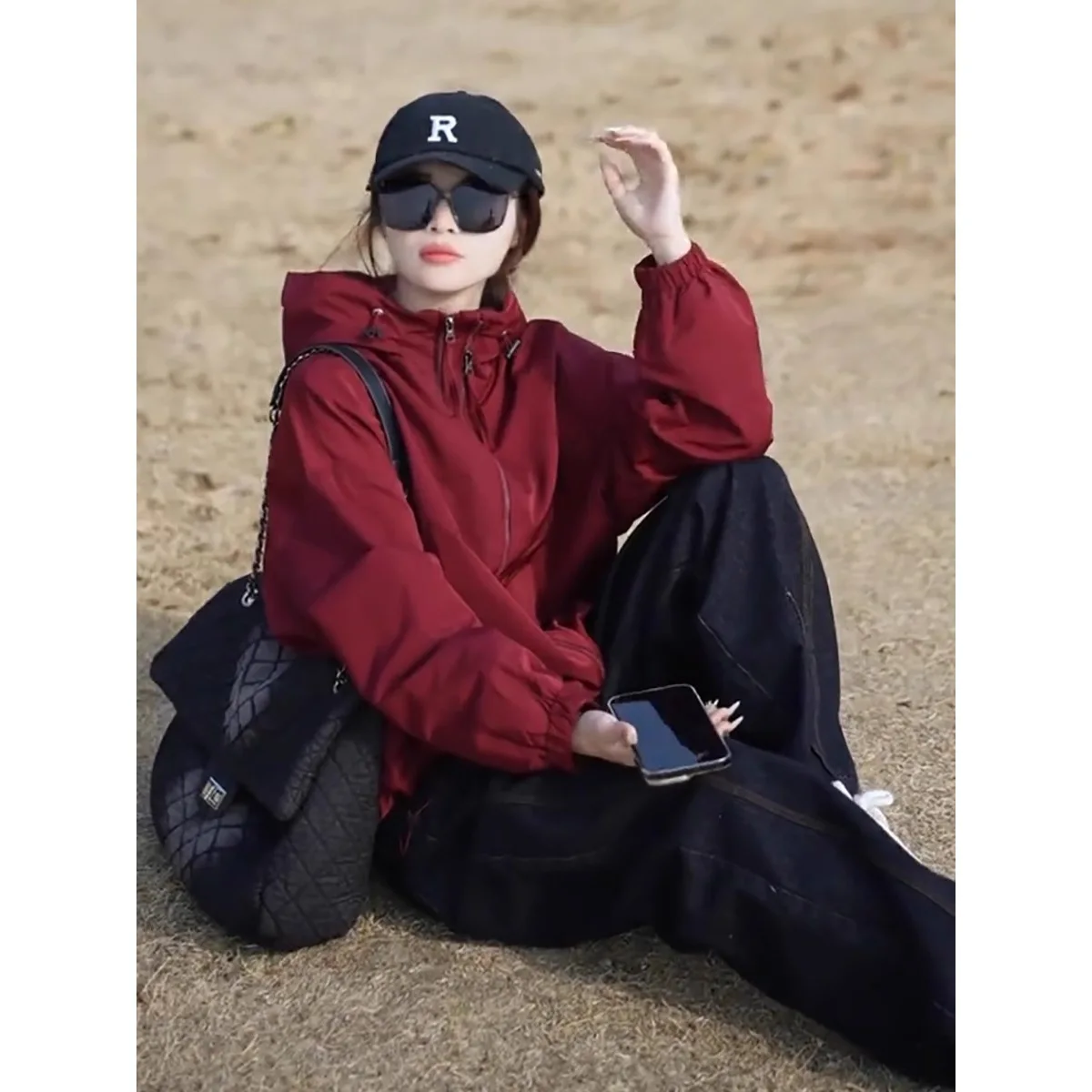 Women's Casual Hooded Windbreaker Jacket 2026 New Multi-color Loose Outdoor Coat Fashion Streetwear Windproof Zipper Jacket
