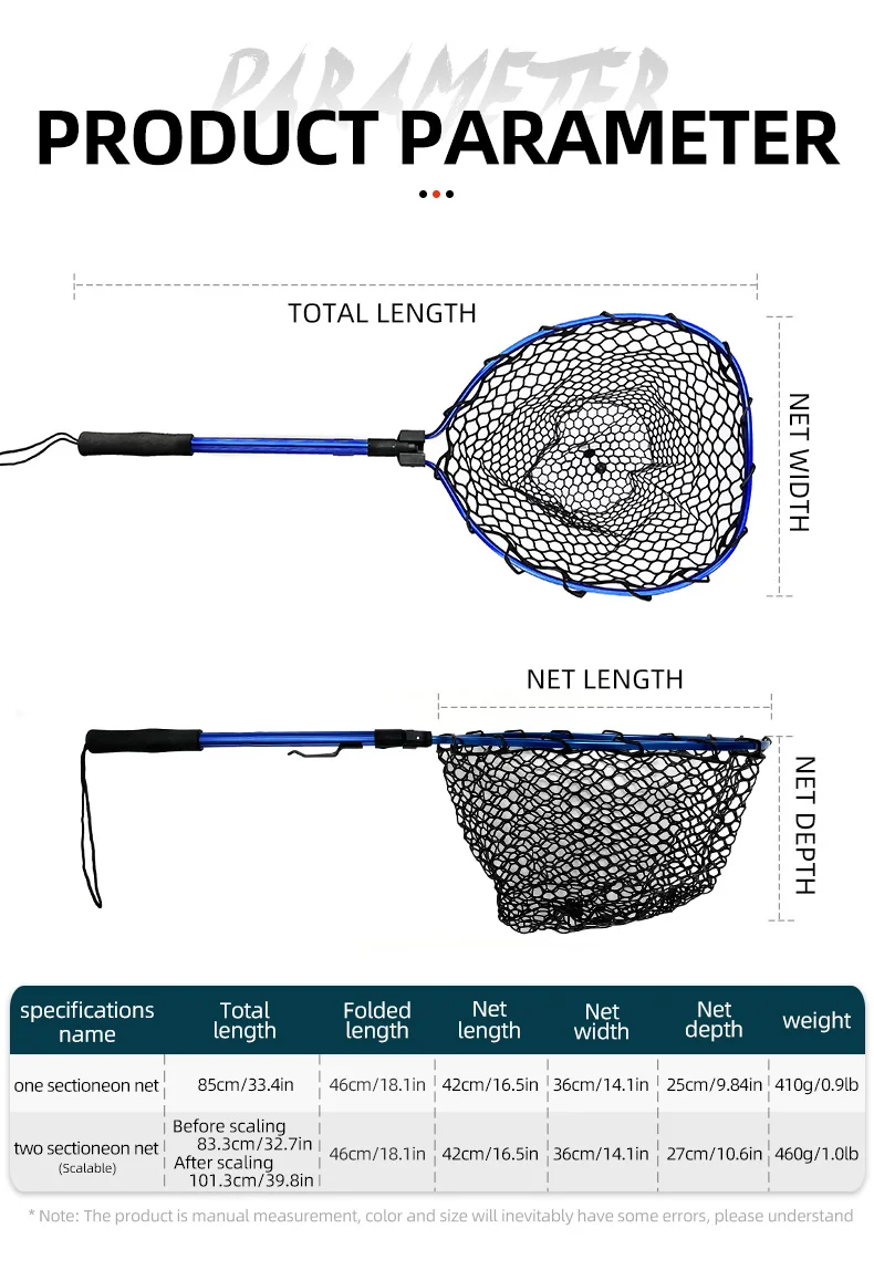 ShareShark Ultraleichtes Tragbares Weiches Gumminetz mit Aluminiumlegierungsgriff, Faltbares Fliegenfischer-Landungsnetz Angelzubehör – Detail 4