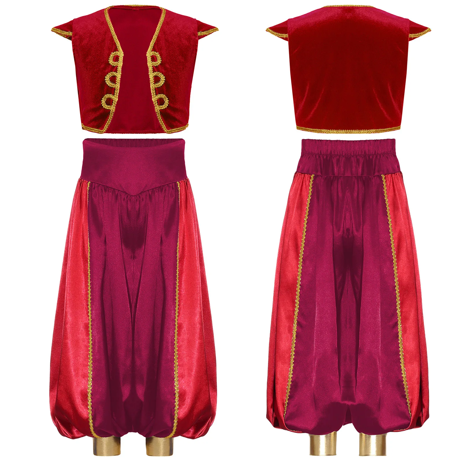 Jungen Halloween Karneval Arabischer Prinz Lampe Elf Cosplay Performance Kostüm Flügelärmel Weste Weste mit Pumphose Haremshose