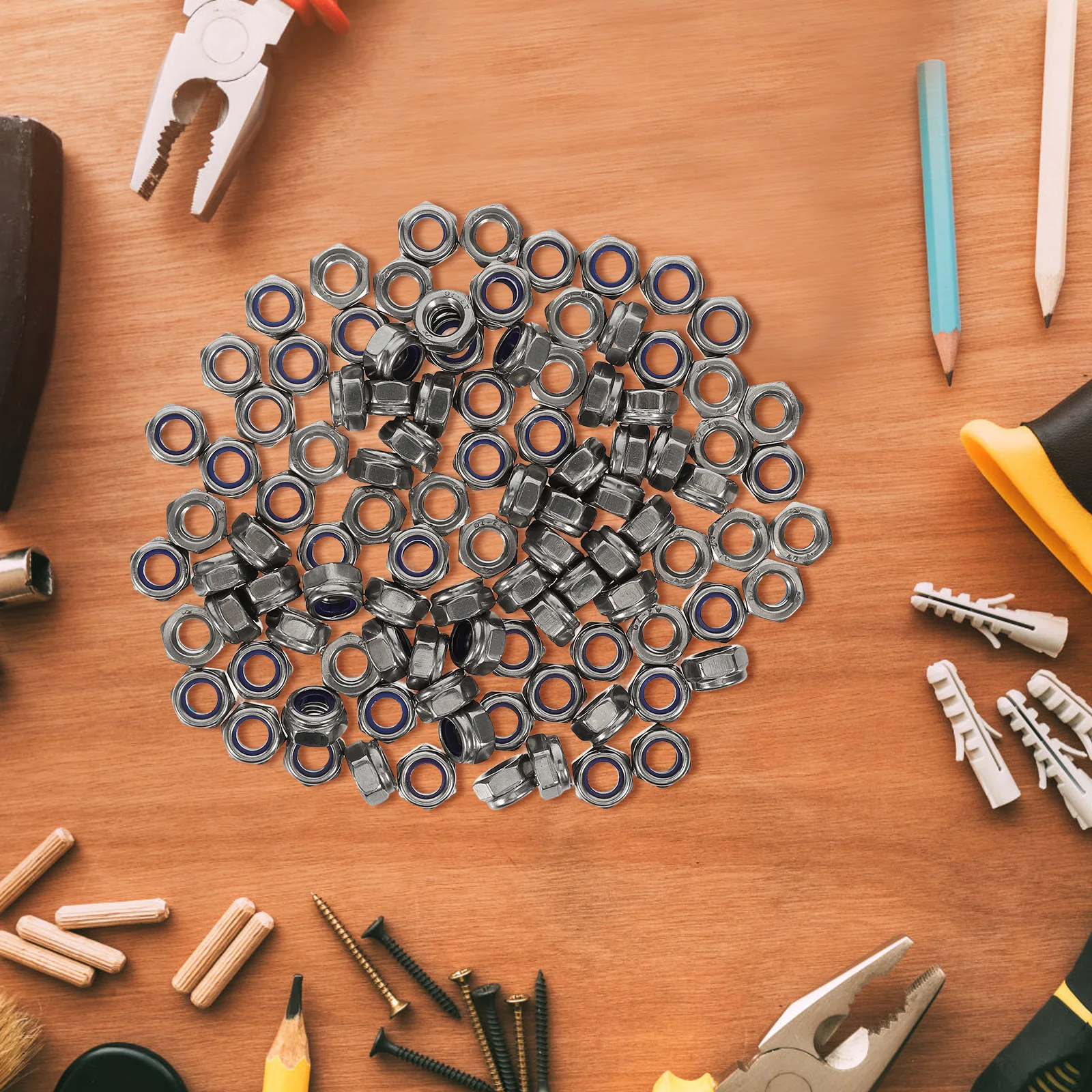 

100pcs Anti-Loosening Nuts 304 Stainless Steel Hexagon Nut Set For Lamp Hardware Machinery Electronic Products Fasteners