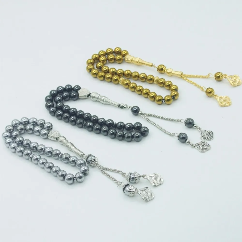 Handmade Retro Prayer Beads 8mm Diameter 33 Beads Dhikr Beads Stone Beaded Bracelet for Hajj Daily Dhikr