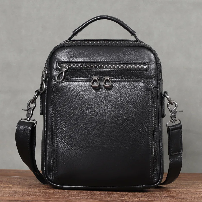 Fashion Genuine Leather Men's Messenger Bag Multi-layer Large Capacity Crossbody Bag Top Quality Sling Shoulder Bag Tote Purses