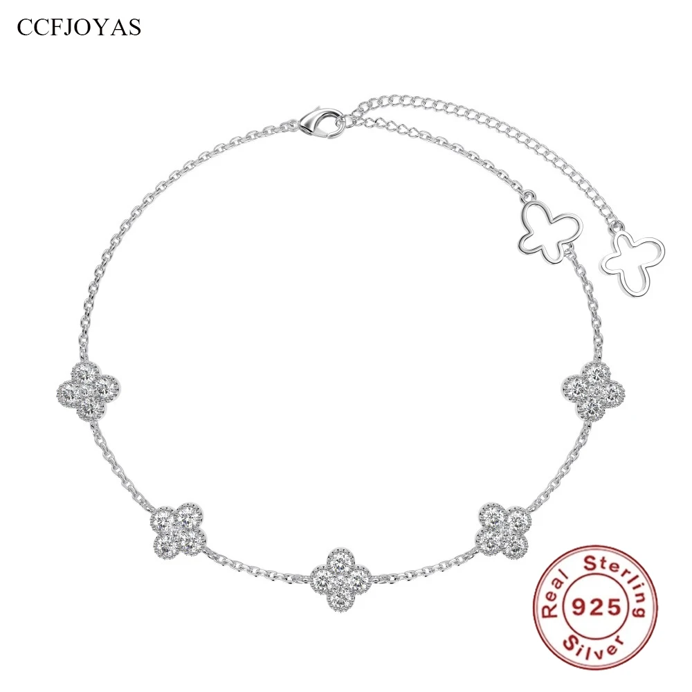 

CCFJOYAS 925 Sterling Silver Silver color Plum Bossom Bracelet for Women Korean Style Exquisite Zircon Flower Bracelet