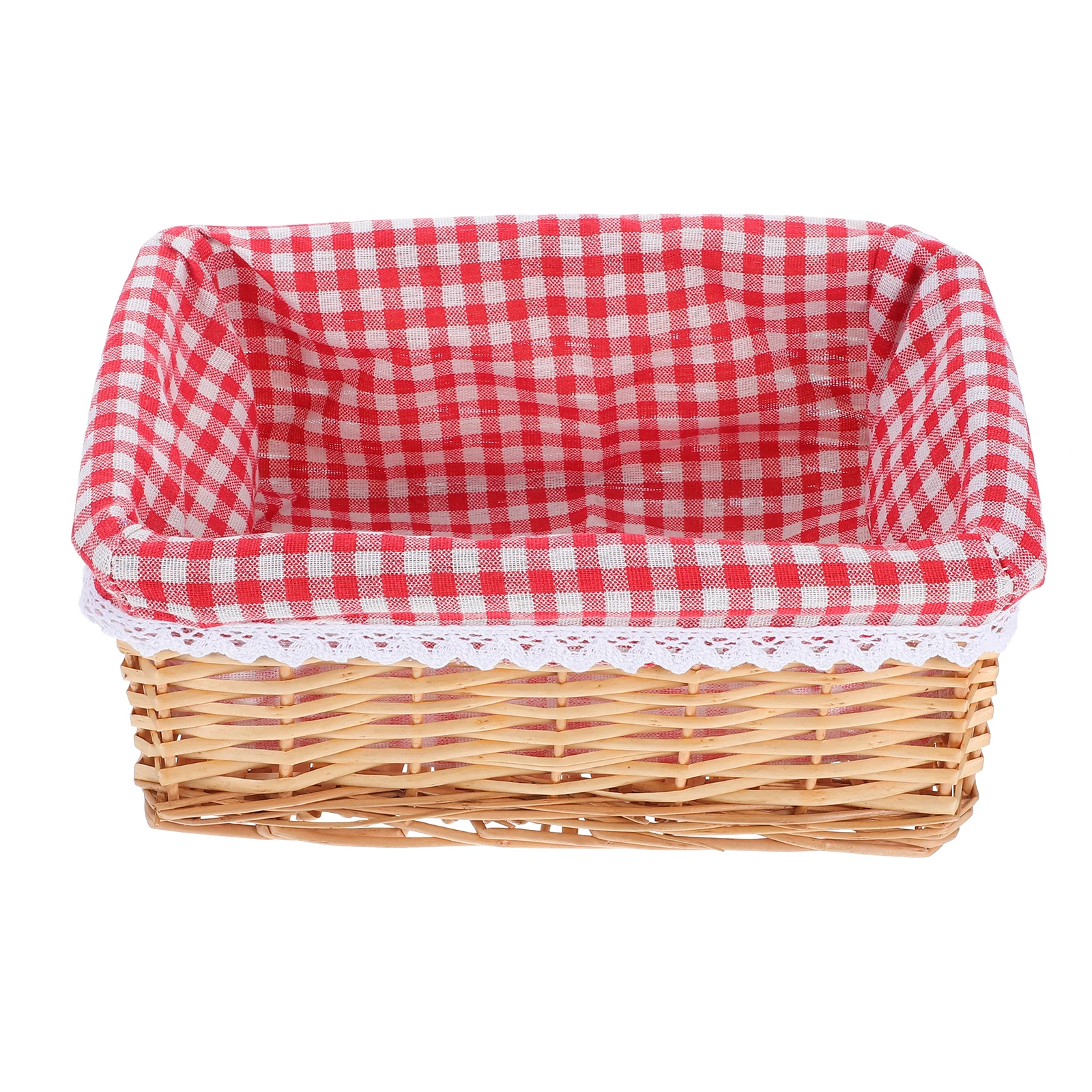 

Rattan Storage Basket 30x20x12cm Wicker Basket for Clothes Toys Magazines Seagrass Baskets with Liner Portable Rectangular