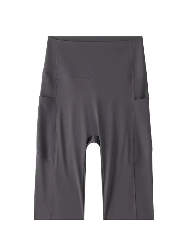 بنطلون يوجا نسائي عالي الخصر من الحرير الصناعي، رقيق وضيق، مناسب لركوب الدراجات، بطول خمسة أرباع، مصنوع من ألياف البوليستر للتنحيف