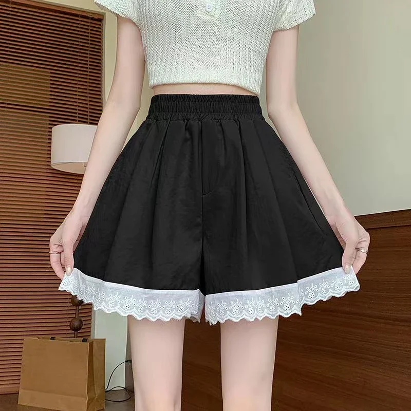 女性のショーツスポーツ弾性ウエストフィットネススポーツジム女性ショートパンツランニングワイドブラック高美的新 Y2k 原宿