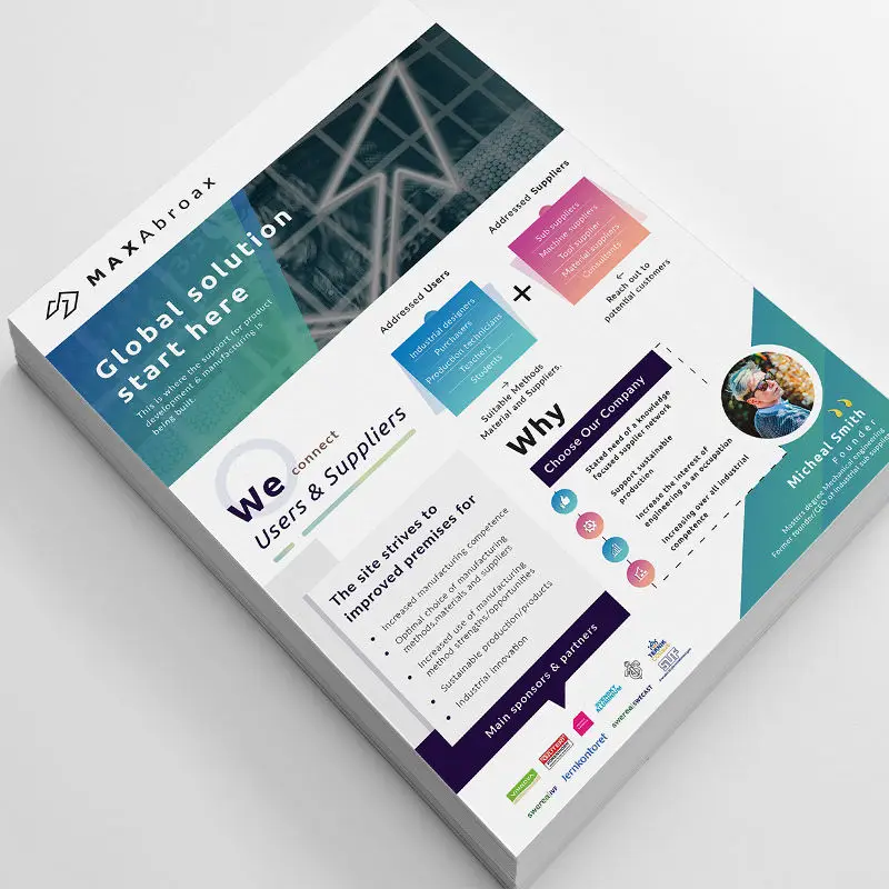 A3 A4 Art Paper Custom Flyer Brochure Full Color Printing Free Design Commercial Advertising Leaflet Wholesale Printing Service