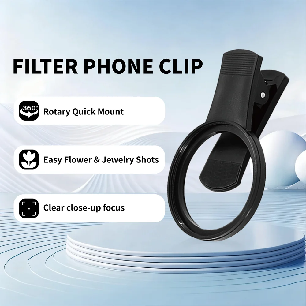 Clip de lente de cámara de teléfono móvil de 52mm, rosca Universal de aleación de aluminio para todos los teléfonos inteligentes, adaptador de lente UV CPL ND, montaje de anillo de filtro