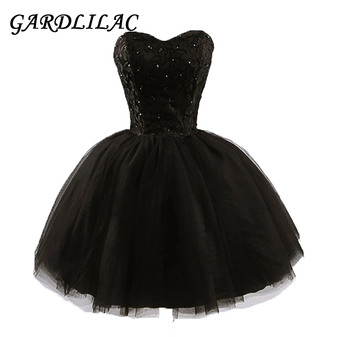 

Gardlilac Sweetheart Tulle Homecoming Dresses Teens Short Lace Prom Ball Gowns Juniors Beaded Mini Dress