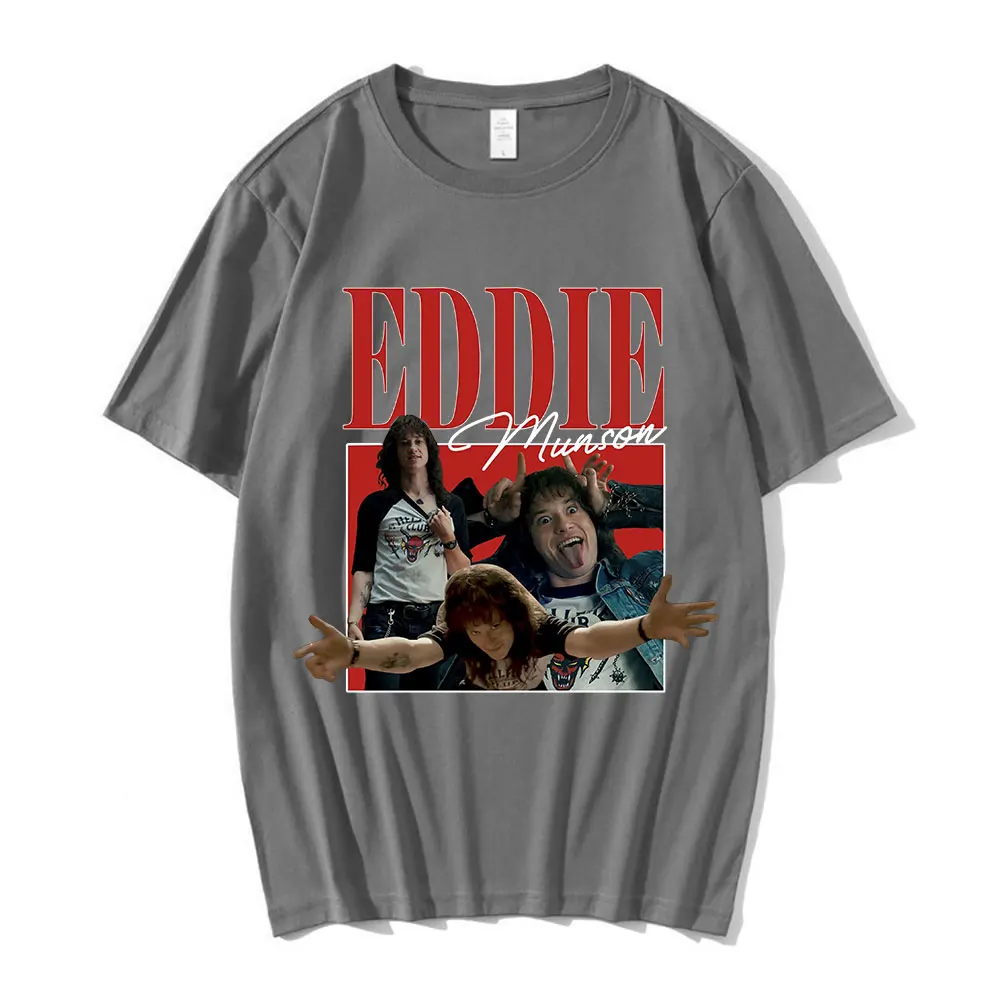 إدي مونسون تي شيرت الرجال Harajuku الرسومات تي شيرت مطبوع كم قصير كبير الحجم الشارع الشهير للجنسين القطن عادية تي شيرت