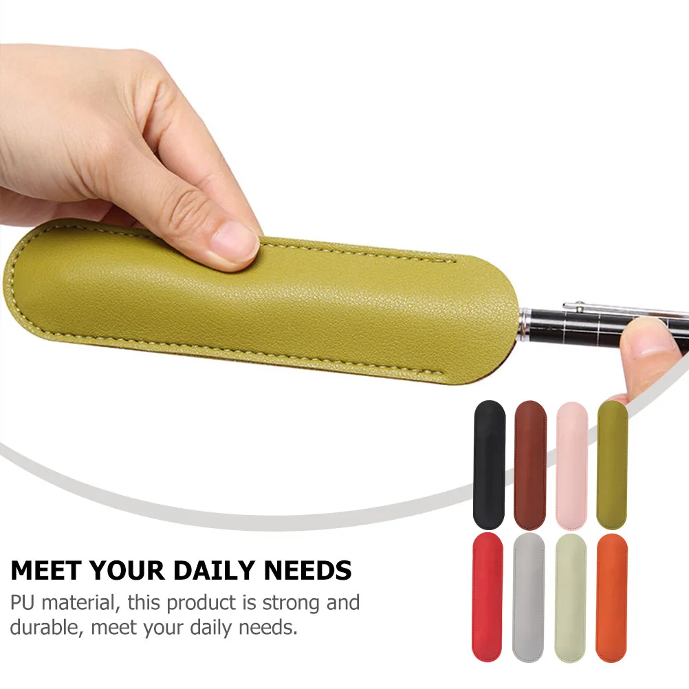 

8 Pcs Pen Bags Protective Sleeve Cover Fountain Pu Pocket Single Pouch Storage Case For Ballpoint Pens Retro Style