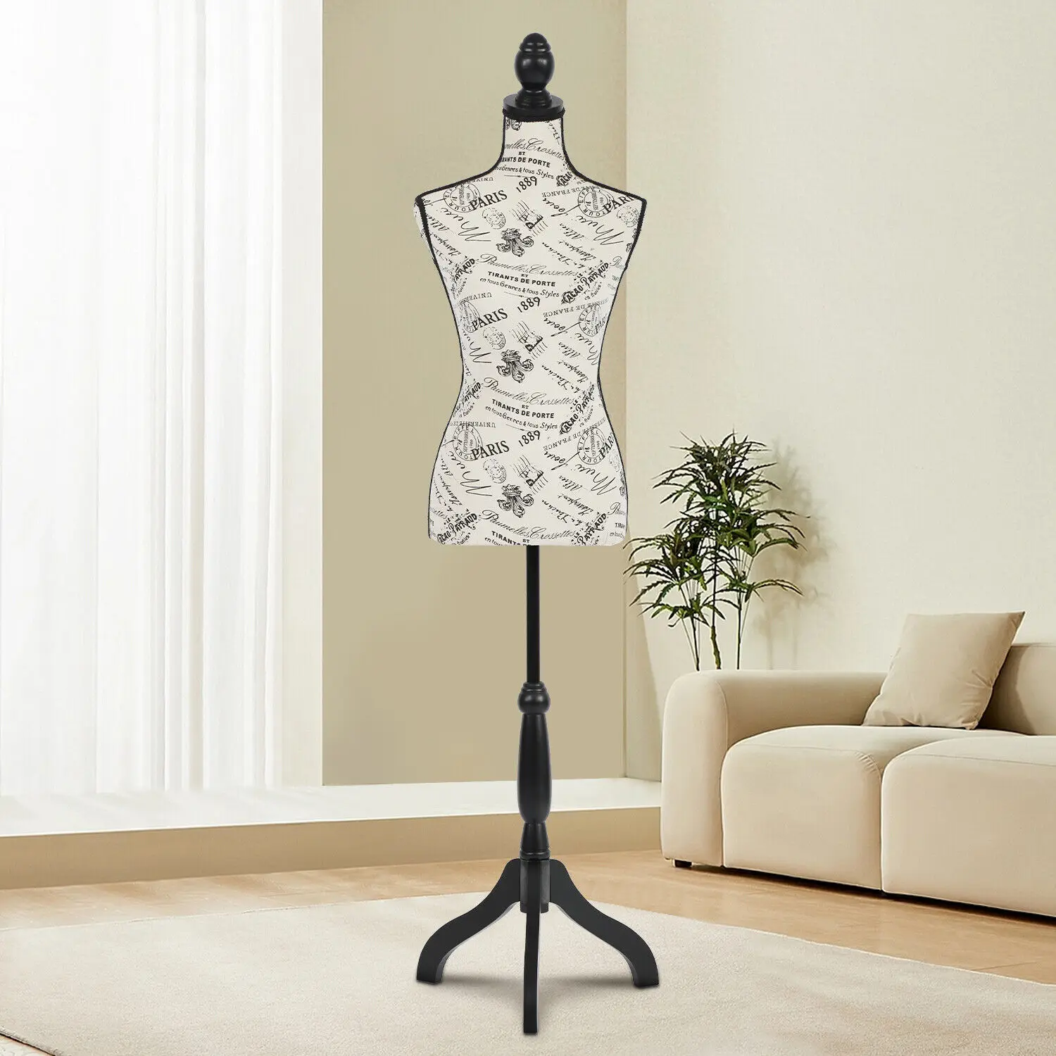 US Female Mannequin Torso Dress Form, Body Display, Height Adjustable, Tripod Stand