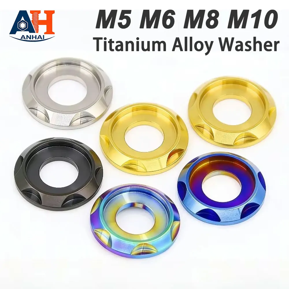 Titanium Alloy Decorative Step Spacer Washers Colorful Gasket M5 M6 M8 M10 2-10pcs for Bike Motorcycle Car Mod DIY Upgrades