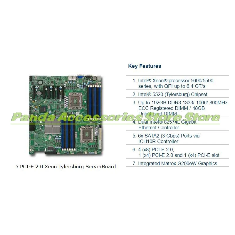X8DTE para placa base de servidor de doble vía Supermicro X58 de 1366 pines, chipset 5520 compatible con Intel ®   Xeon ®   procesador serie 5600/5500