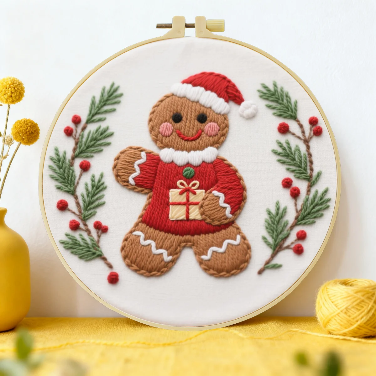 1 Stück 20X20CM/15X15CM 7,87/6,3 Zoll Weihnachtsthema Stickerei-Starter-Kit DIY-Kit DIY-Stickerei-Set Handarbeiten Nadelkunst – Detail 6