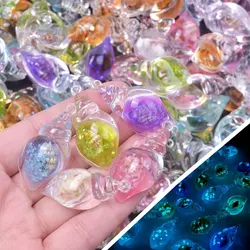 10pcs/Lot Luminous Resin Sea Snail Pendants Cute 3D Conch Charms for DIY Making Earrings Keychain Jewelry Handmade Accessories