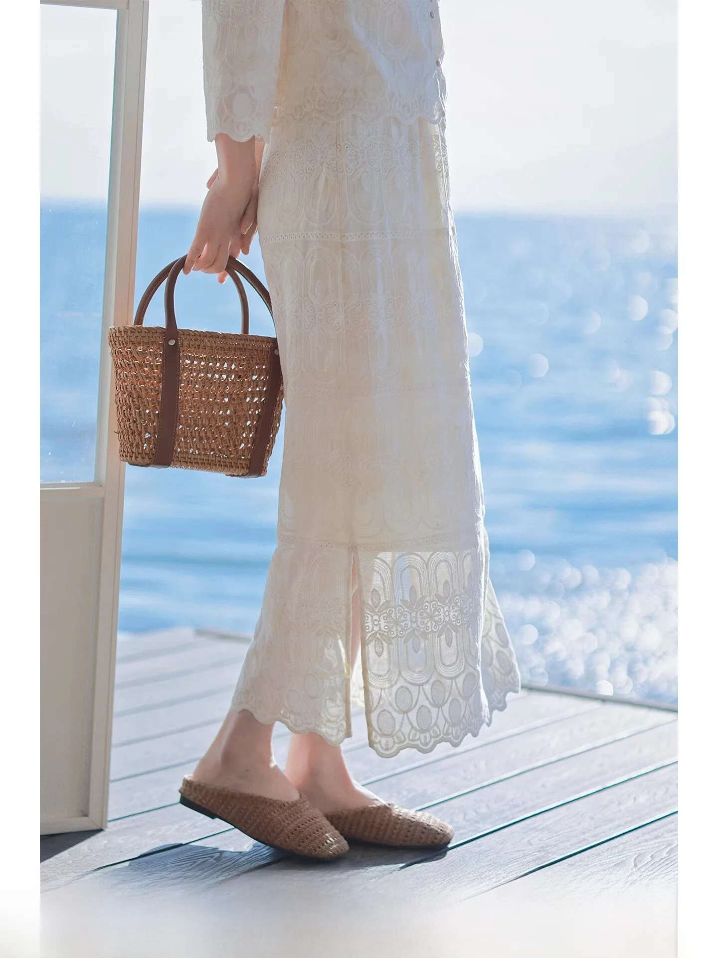 

Длинная вышитая юбка Ele для женщин, светло-желтая, с завышенной талией, А-силуэт, для офиса, весна 2026