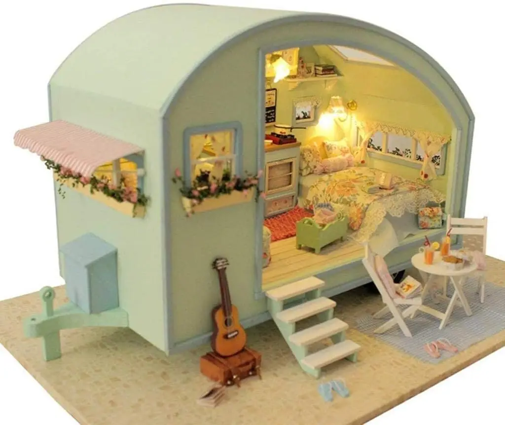 

3D Puzzles DIY Miniature Dollhouse Kit for Adults Kids Wood Craft Furniture LED Music Box Light Time Travel Series
