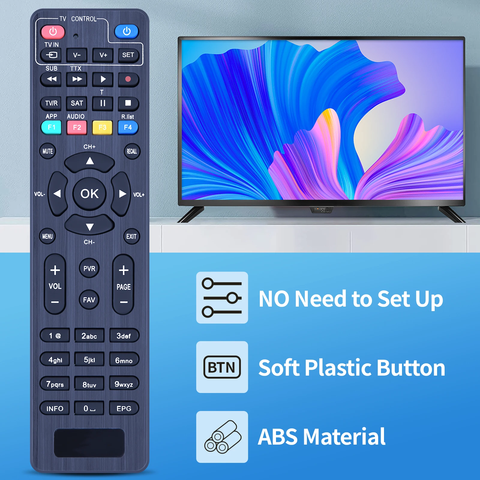 New Remote control for ANFEL TV BOX DVB-T2 HD Decoder T265 Hevc H265 DIGIQUEST VARI MODELLI (TLC Q10 - Q20 - Q30 - TI9 XSD 2.1)