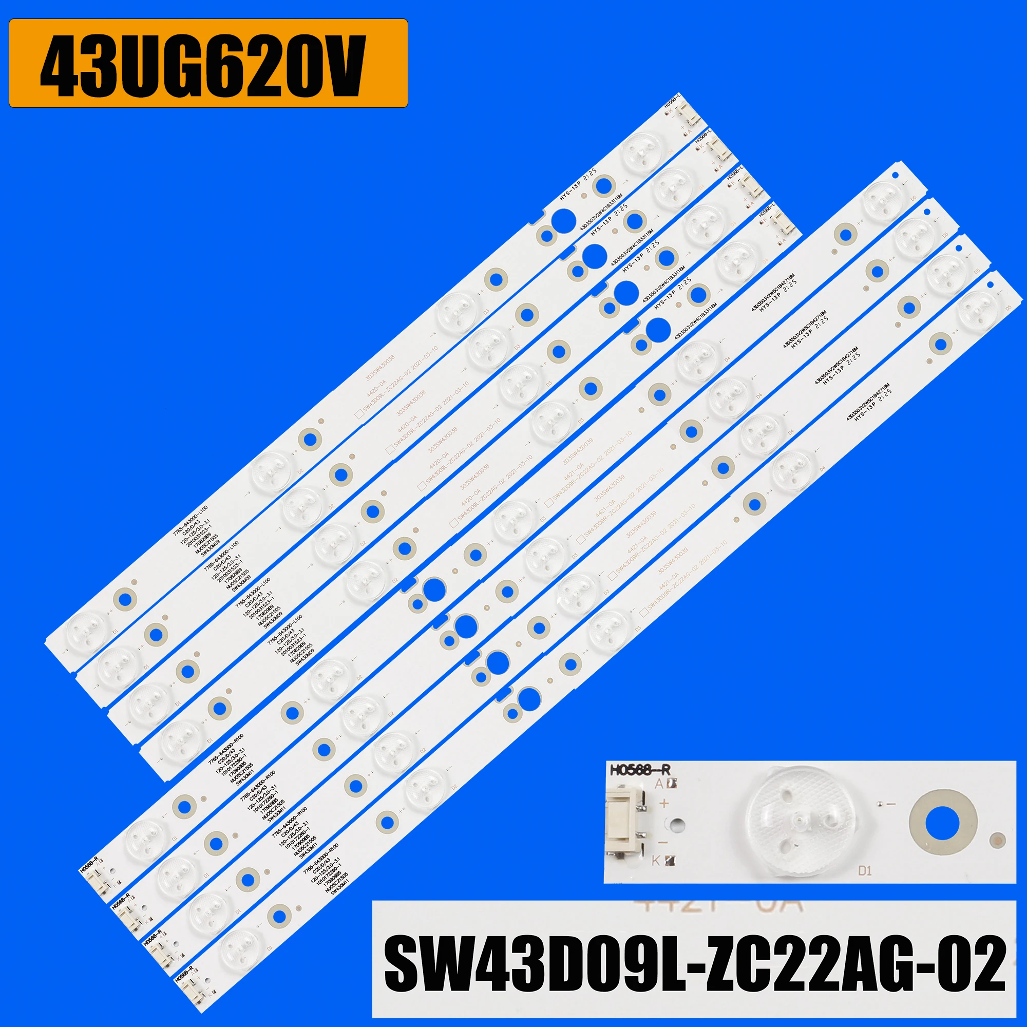 LED Backlight for 43UG620V 43UJ620V 43UJ620Y 43UJ6200 43UG630V TH-43E200DX TH-43FX680C 43U4700LA 43L3650 LED43E2 NE-43F501CN17