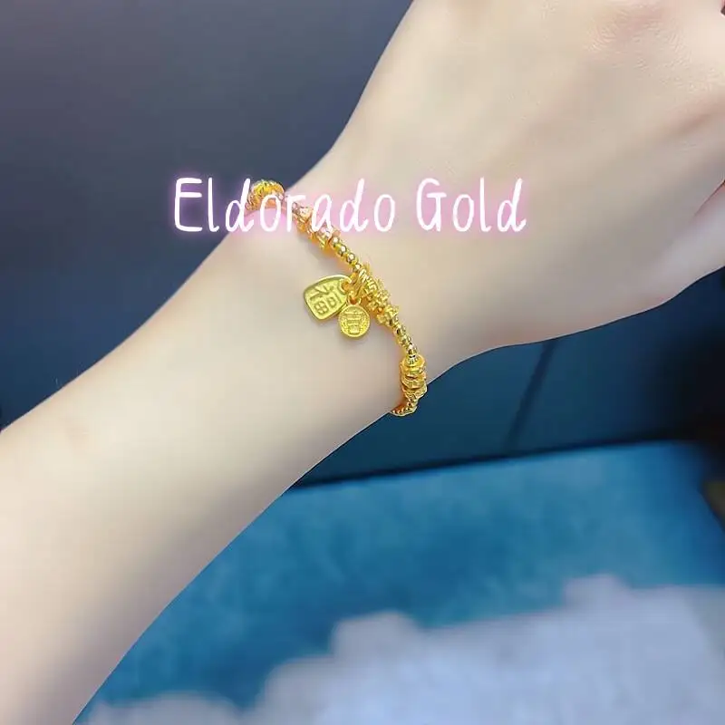 

Eldorado Gold 9999 24K real gold Jizi Fu brand transportation ring bead bracelet for women 2025 new Chinese style bead bead brac