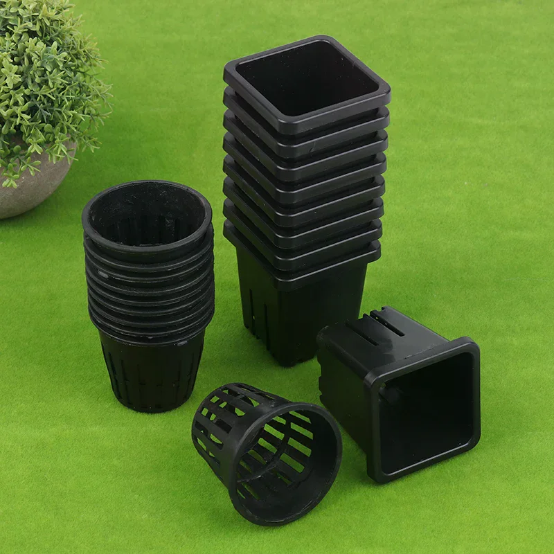 10Pcs Reusable Hydroponic Mesh Cover Hydroponic Planting Basket Plant Seedlings Planting Plastic Mesh Pot Garden Supplies