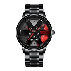 Men's Car Wheel Watch Fashion Sport Watch Quartz Mesh Rim Hub Watch