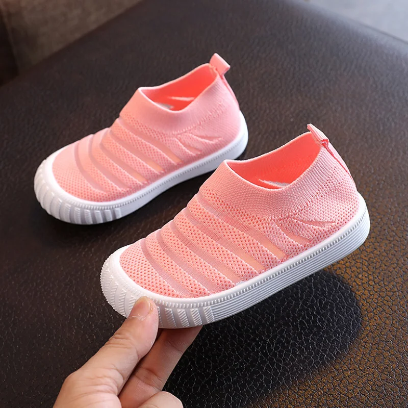 Boys Sneakers New Kids Shoes Girls Knittd Breathable Sport Running Shoes Casual Slip On Toddler Children Single Shoes CSH1082