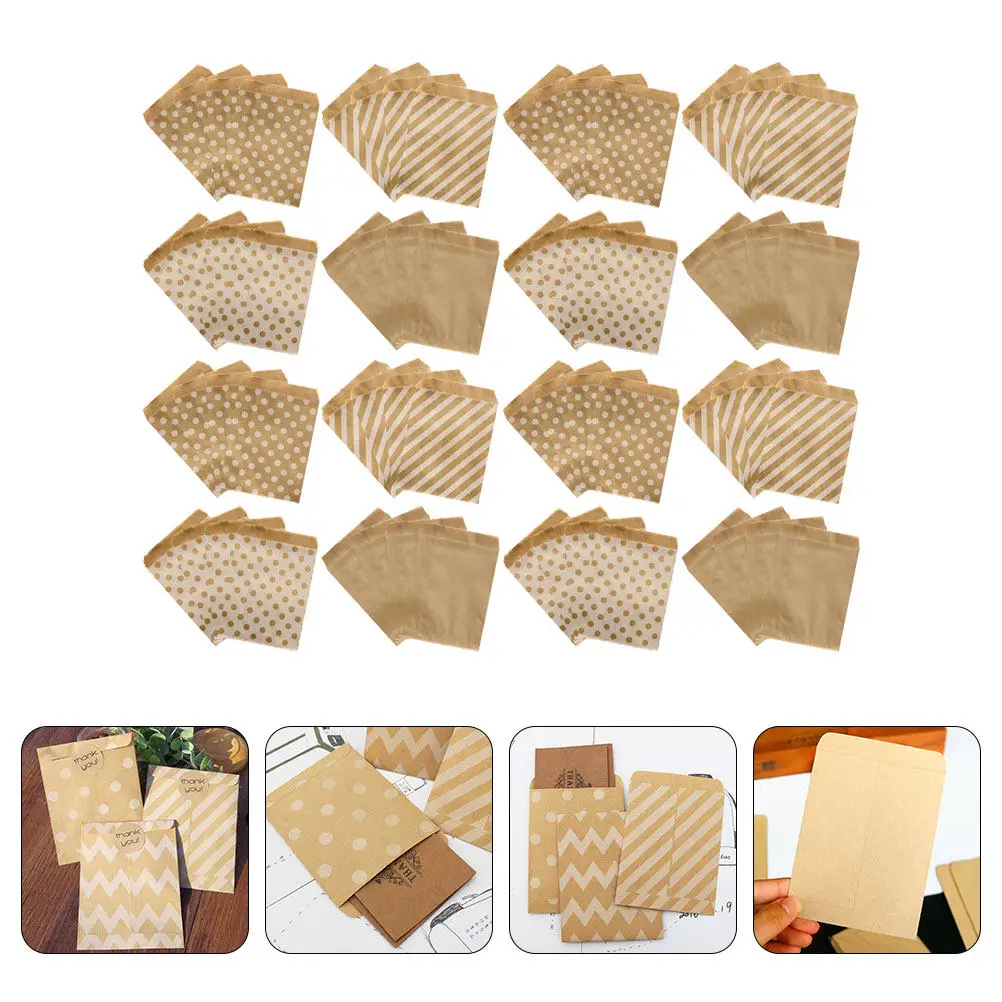 

80Pcs Kraft Paper Envelopes Delicate Small Card Multi-Function Cash Coins Storage Envelope Wedding Party Invitation